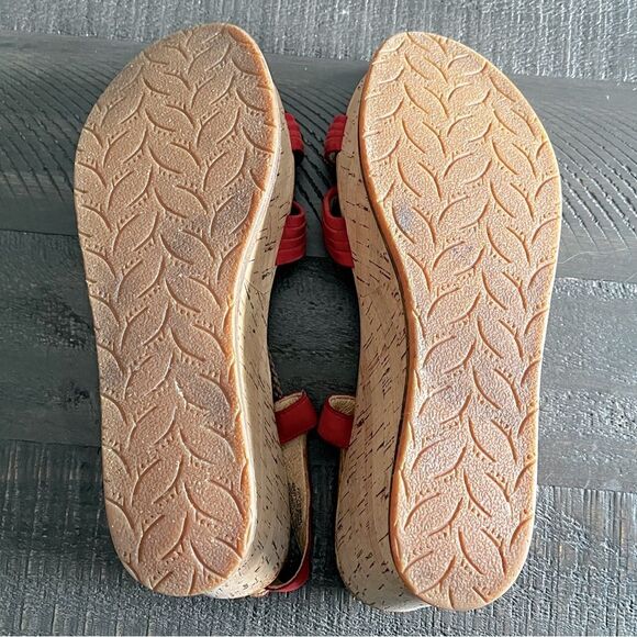 Naya Nalisha Women's Sandals Platform Wedge Cork Red Leather Size 11 - Picture 6 of 8